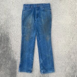 Wrangler Jeans 33x30 Blue Pants‎ 936 Cowboy Trashed Destroyed Grunge Tag 34x32